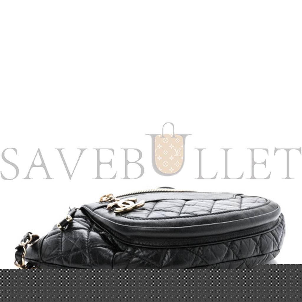 Ch*el calfskin quilted waist bag with coin purse black (22*15*3cm)